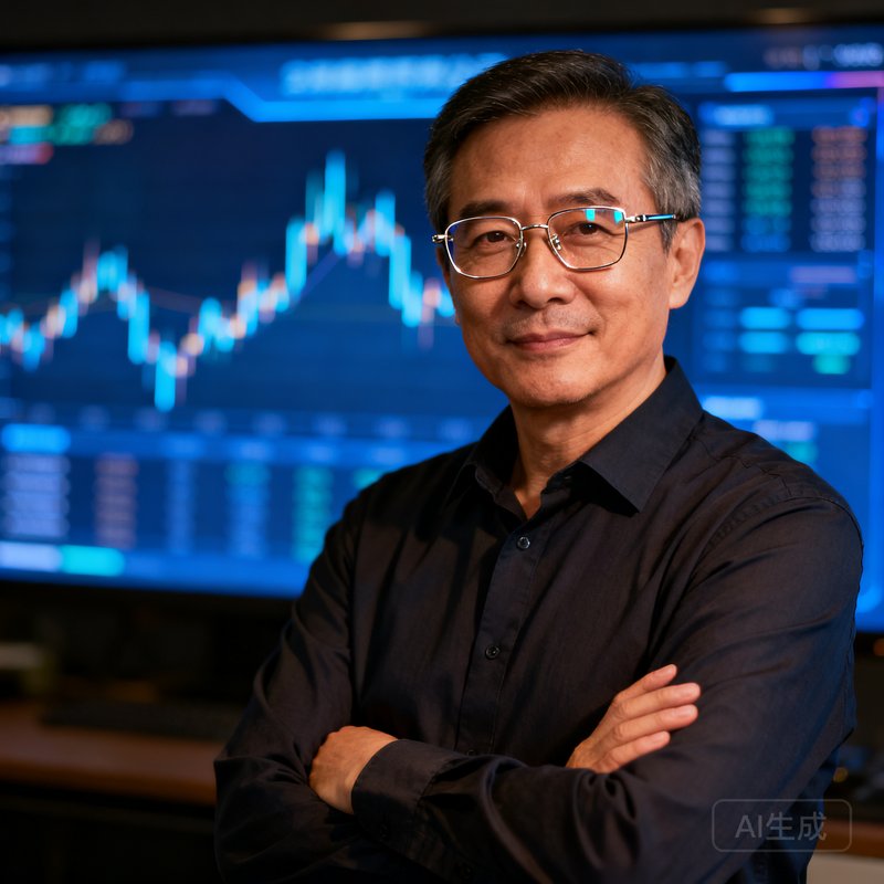 AYX创始人李明远的职业肖像照，一位四十岁左右的中年男性，戴着精致金属框眼镜，穿着深色衬衫，双臂交叉站立在公司数据大屏前，神情自信而沉稳，背景隐约可见实时跳动的游戏数据。
